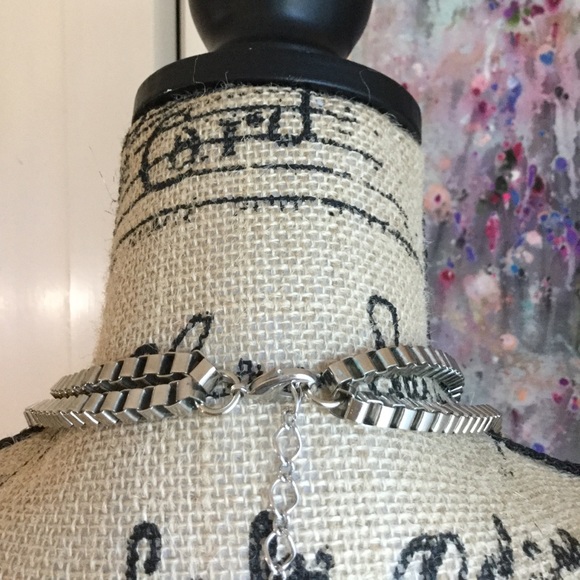 Statement One of a Kind Silver and Black Necklace - Picture 3 of 4